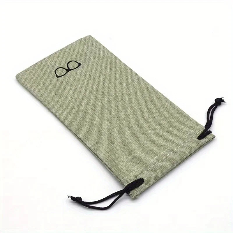 Drawstring Eyeglass Bag – Soft Linen Cloth Eyewear Pouch Eyeglass Pouch Qme