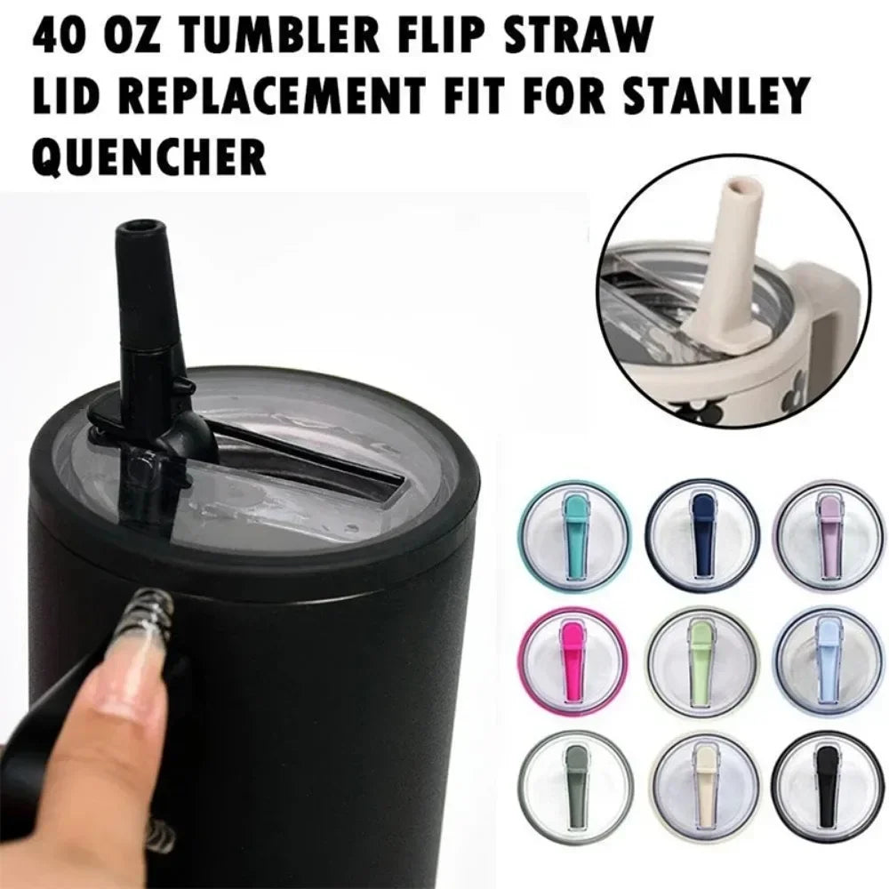 Spill-Proof Replacement Lid for Stanley 40oz | Flip Straw Cover Replacement Cup Lid Qme