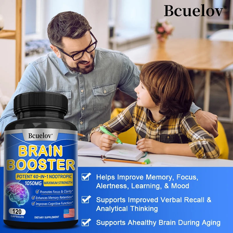 Brain Nutrition Capsules – 40-in-1 Vegan Focus Supplement Brain Health Supplement Qst