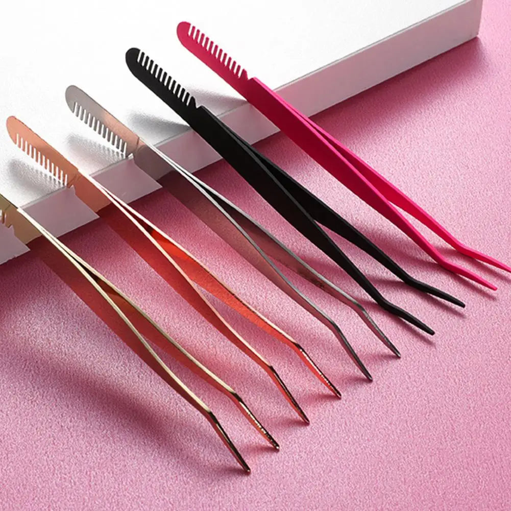 Stainless Steel Eyelash Tweezers & Comb | False Lash Applicator Eyelash Applicator Tool Qme