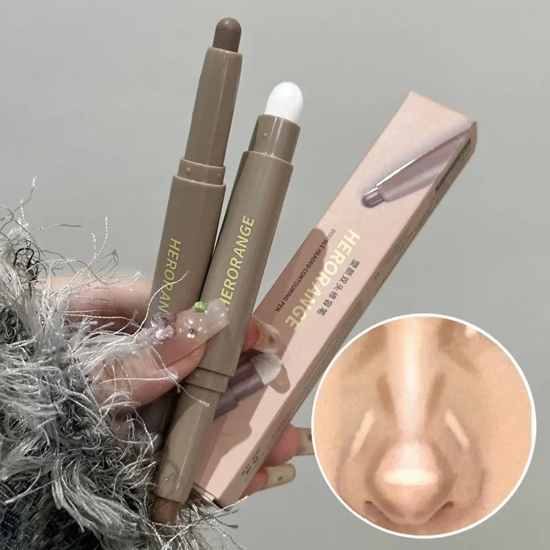 Nose Contour Bronzer Pen – Natural Grey & Brown Matte Shades Contouring Makeup Pen Qme
