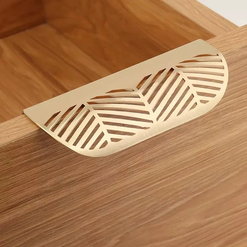 Leaf-Shaped Brass Drawer Knob | Modern Furniture Handle Cabinet Drawer Knob Qme