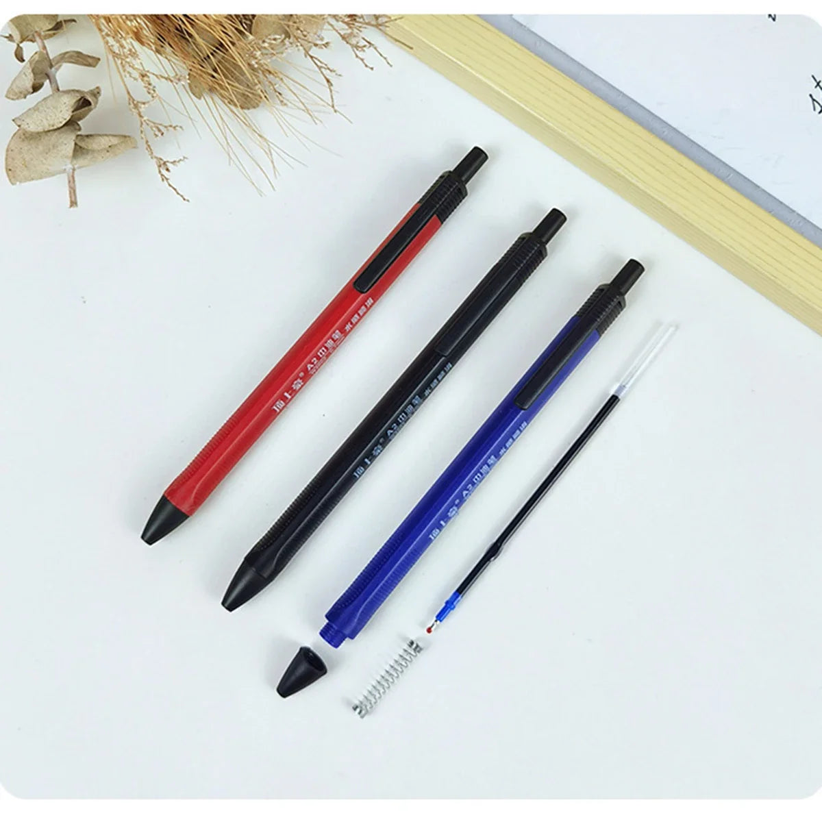 Retractable Ballpoint Pens Black Blue Red Medium Point | Qme Retractable Ballpoint Pens Qme