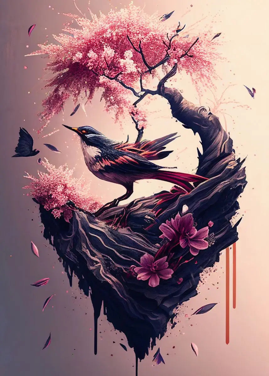Japanese Sakura Cherry Blossom Canvas Wall Art – Pink Watercolor Canvas Wall Art Qst D 20X30cm No Framed