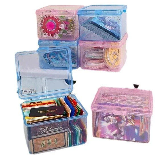 Transparent Plastic Desk Organizer Box – Card & Stationery Desk Organizer Box Qme