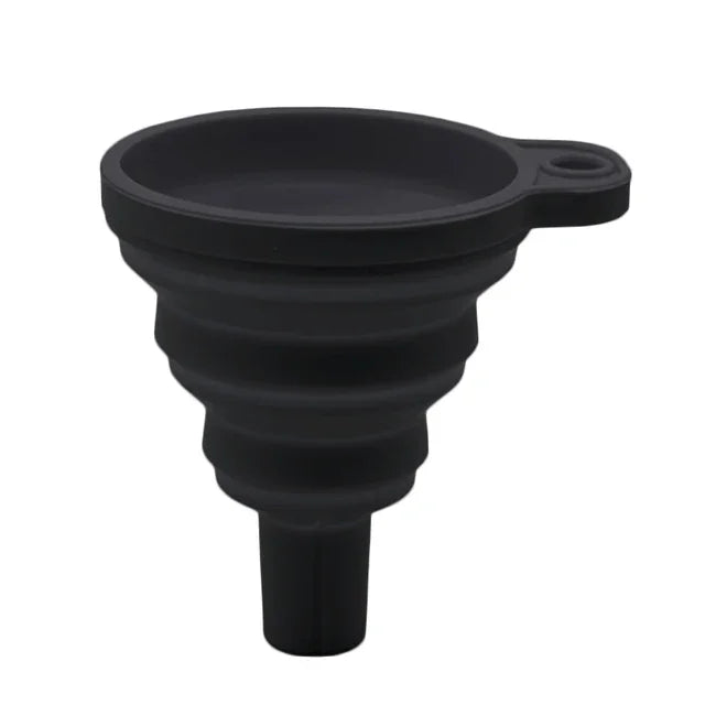 Foldable Silicone Car Funnel – Engine Oil, Petrol & Washer Fluid Car Fluid Funnel Qme black