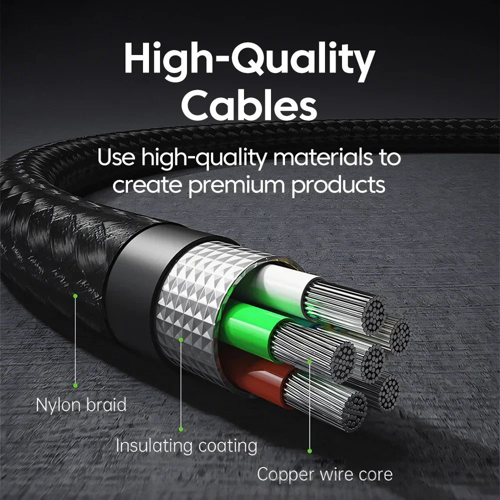 240W USB-C Braided Fast Charging Cable with Digital Display | Qme USB-C Charging Cable Qme