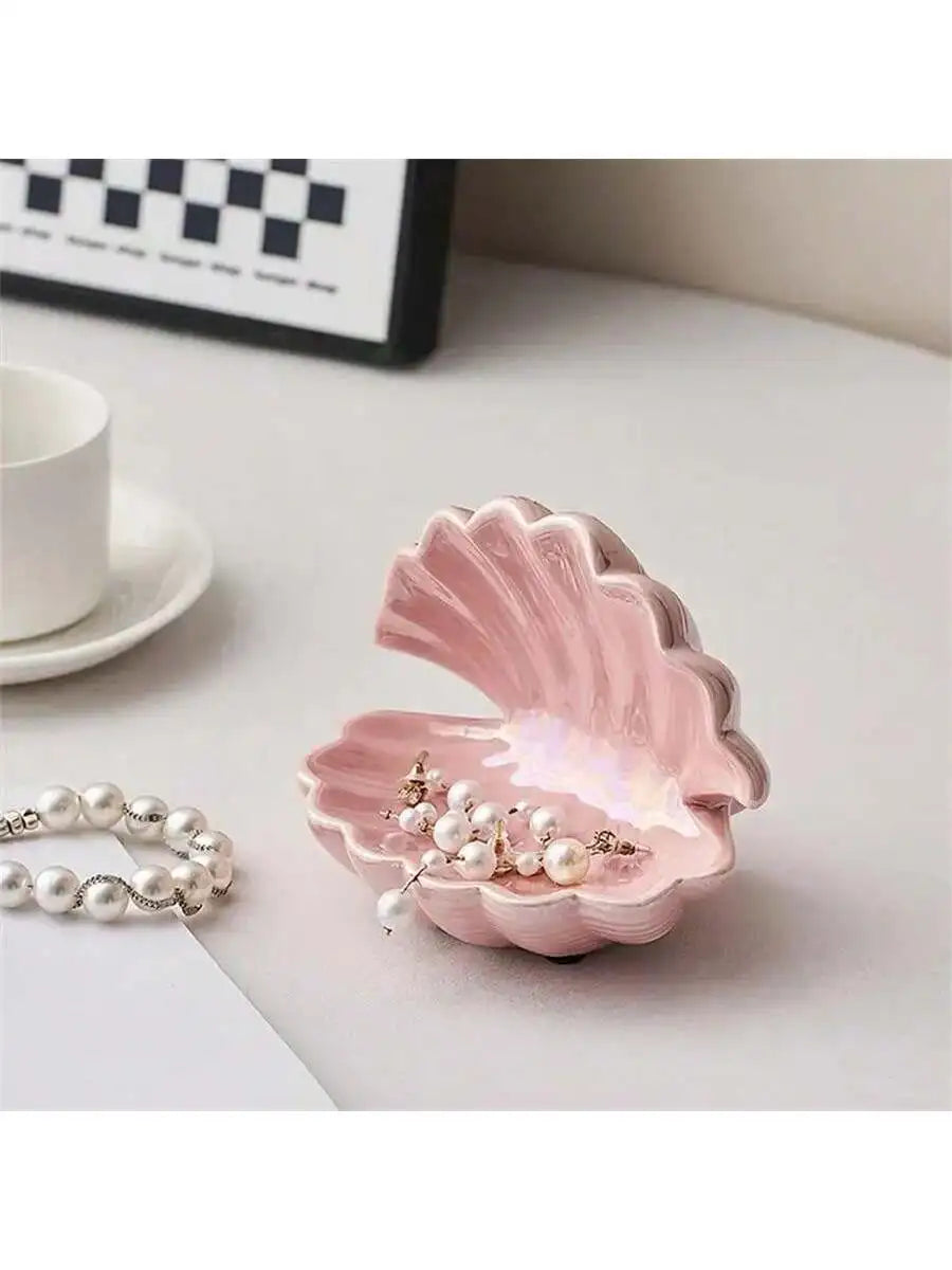 Shell Ceramic Clam Jewelry Tray – Ring, Earring & Bracelet Holder Jewelry Storage Tray Qme