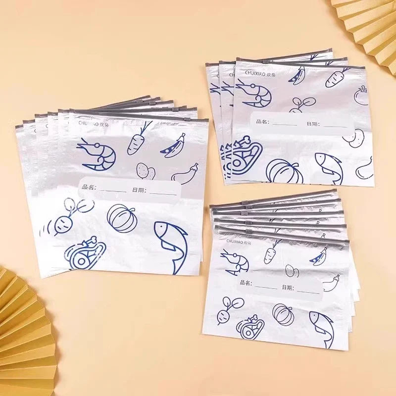 Foil Self-Sealing Fresh-Keeping Bags | Fridge & Freezer Safe Food Storage Bags Qme