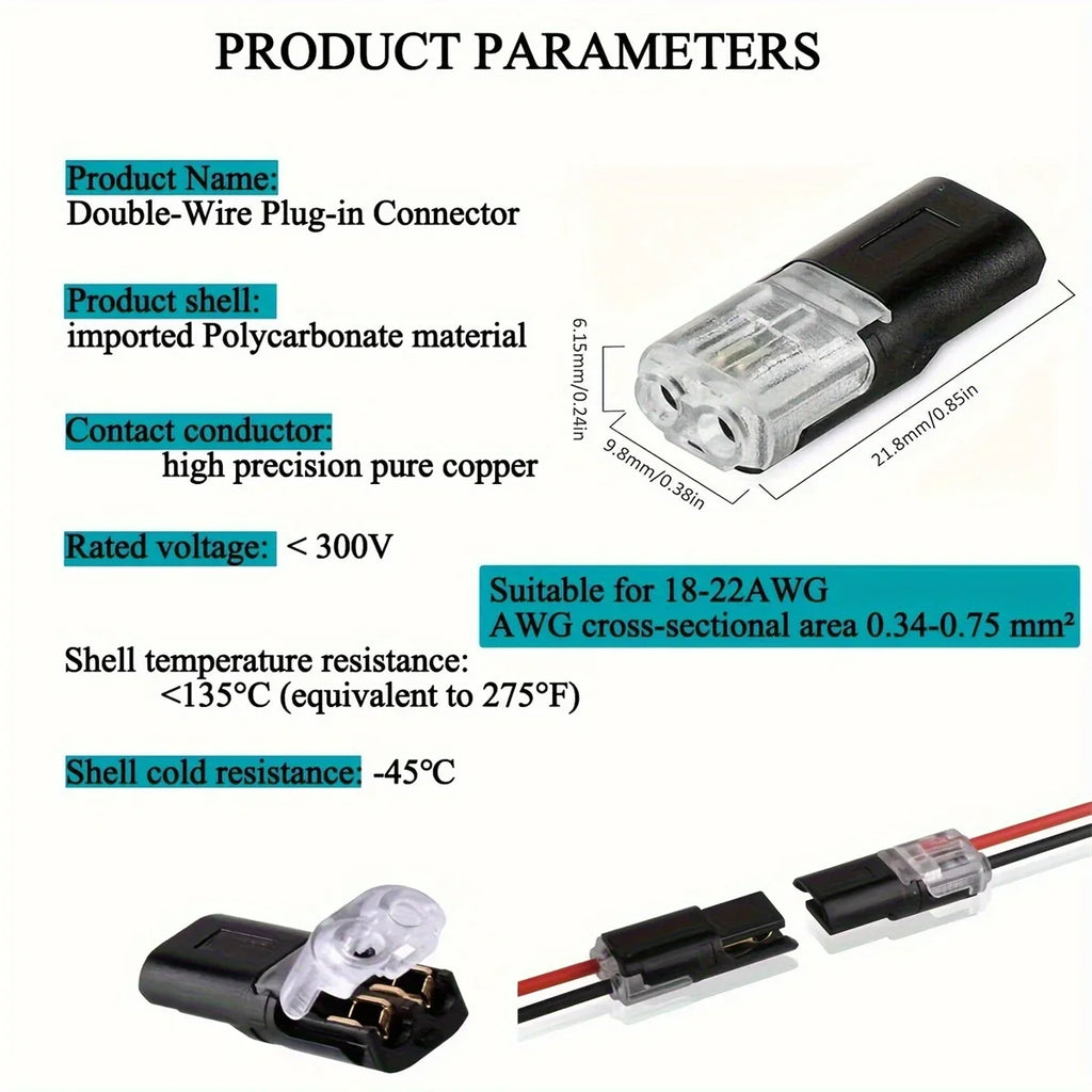 Quick Wire Connector Self-Stripping Plug – Dual Line Cable Wire Connector Qme
