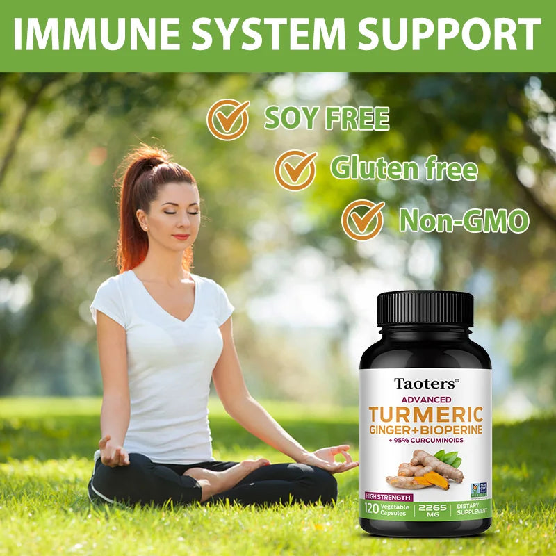 Turmeric Ginger Root & Black Pepper Extract Capsules 120ct Herbal Supplement Capsules Qst