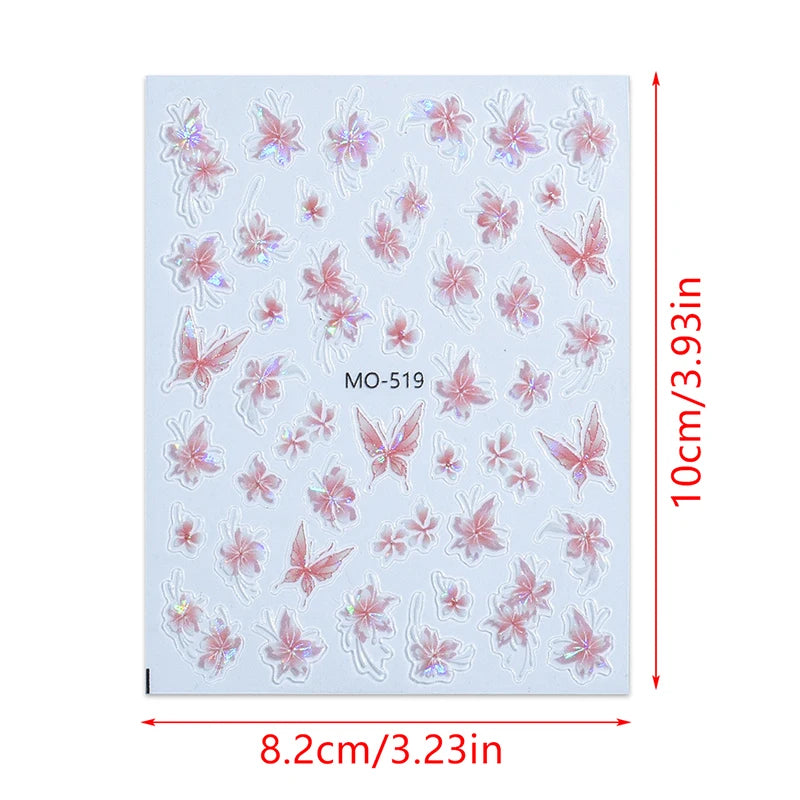 3D Laser Flower Nail Art Stickers – Relief Charm Decorations Nail Art Stickers Qst