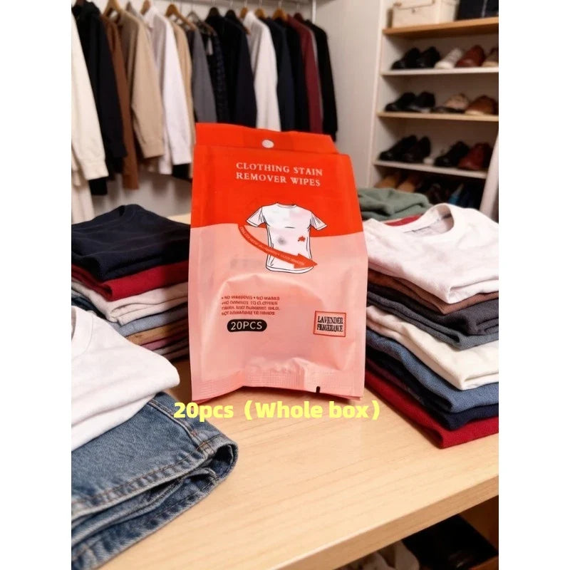 No-Rinse Stain Remover Wipes – Jackets, Shoes & Clothes Stain Remover Wipes Qme 20pcs