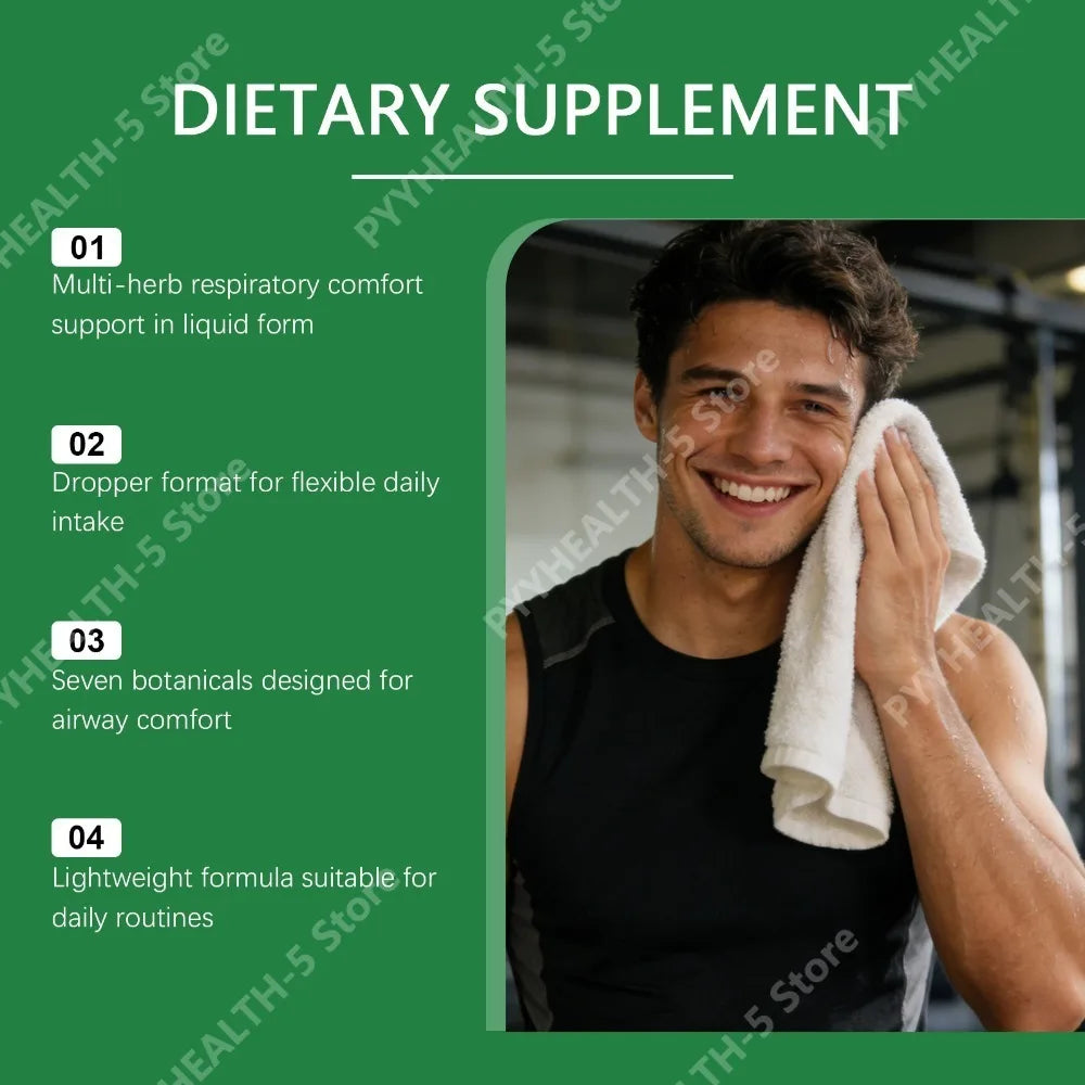 Docteat 7-in-1 Lung Complex Drops – Mullein & Elderberry 60ml Herbal Liquid Supplement Qst