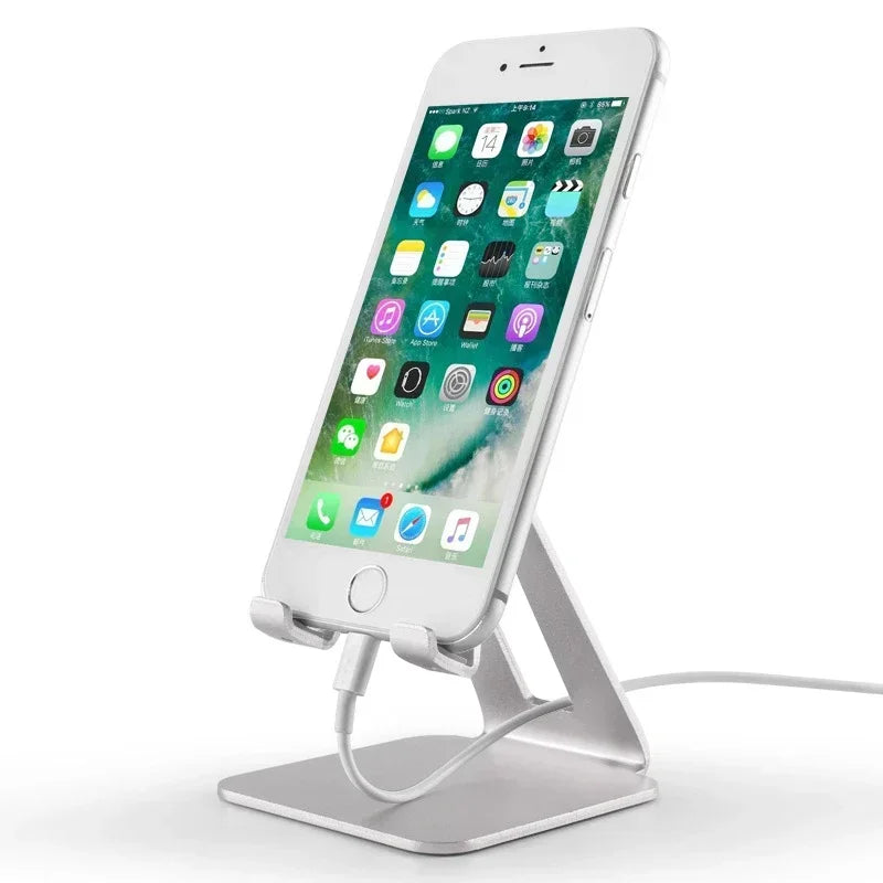 Metal Desk Phone & Tablet Stand – Portable Foldable Holder Phone & Tablet Stand Qme Silver