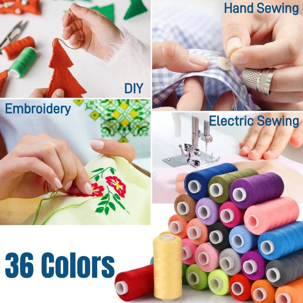 6-Roll Assorted Polyester Sewing Thread Set – Machine & DIY Sewing Thread Set Qme