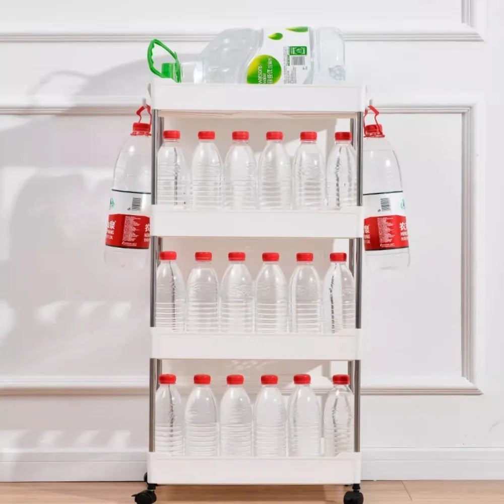 Rolling Gap Storage Rack – 3/4 Tier Utility Cart Organizer Rolling Storage Cart Qme