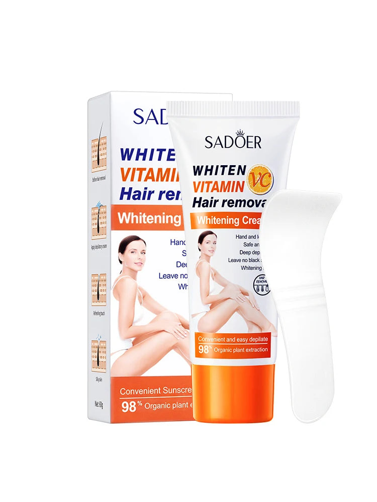 PWYUMAN Vitamin C Hair Removal Cream – Gentle Body Depilatory Hair Removal Cream Qst 60ml