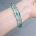 Modern Minimalist Jade Bangle | Natural Stone Floating Flower Jade Bangle Bracelet Qme green 56-58MM