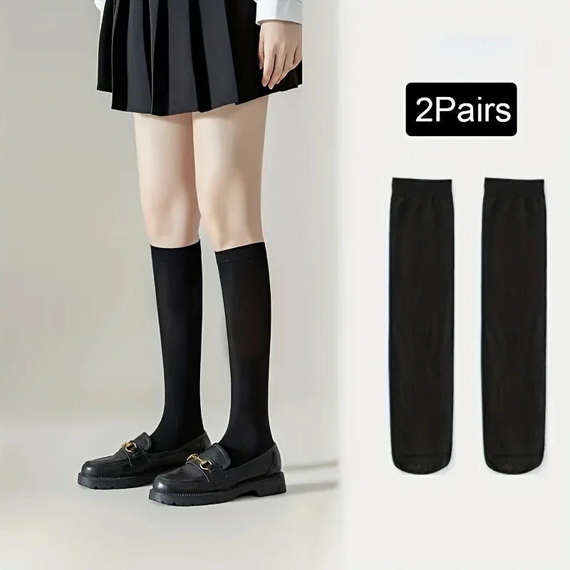 Women's JK Calf Knee Socks – Non-Slip Slimming Black & White Calf Knee Socks Qme