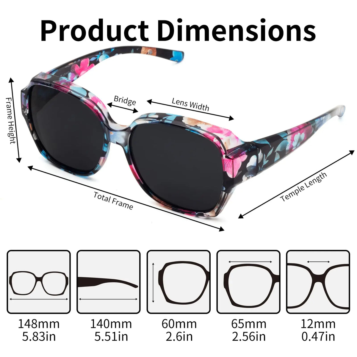 VOPHA Fit Over Glasses Sunglasses UV400 Wrap-Around Unisex Fit-Over Sunglasses Qst