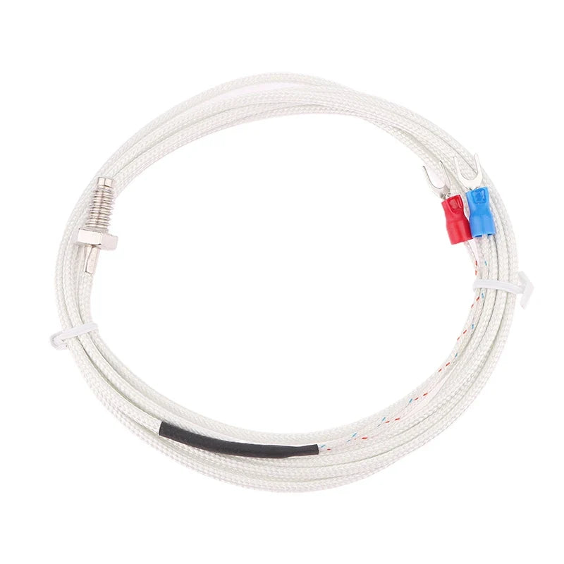 K-Type Thermocouple Probe M6 Screw 0–800°C | 1M & 2M Cable Thermocouple Sensor Probe Qme 2M