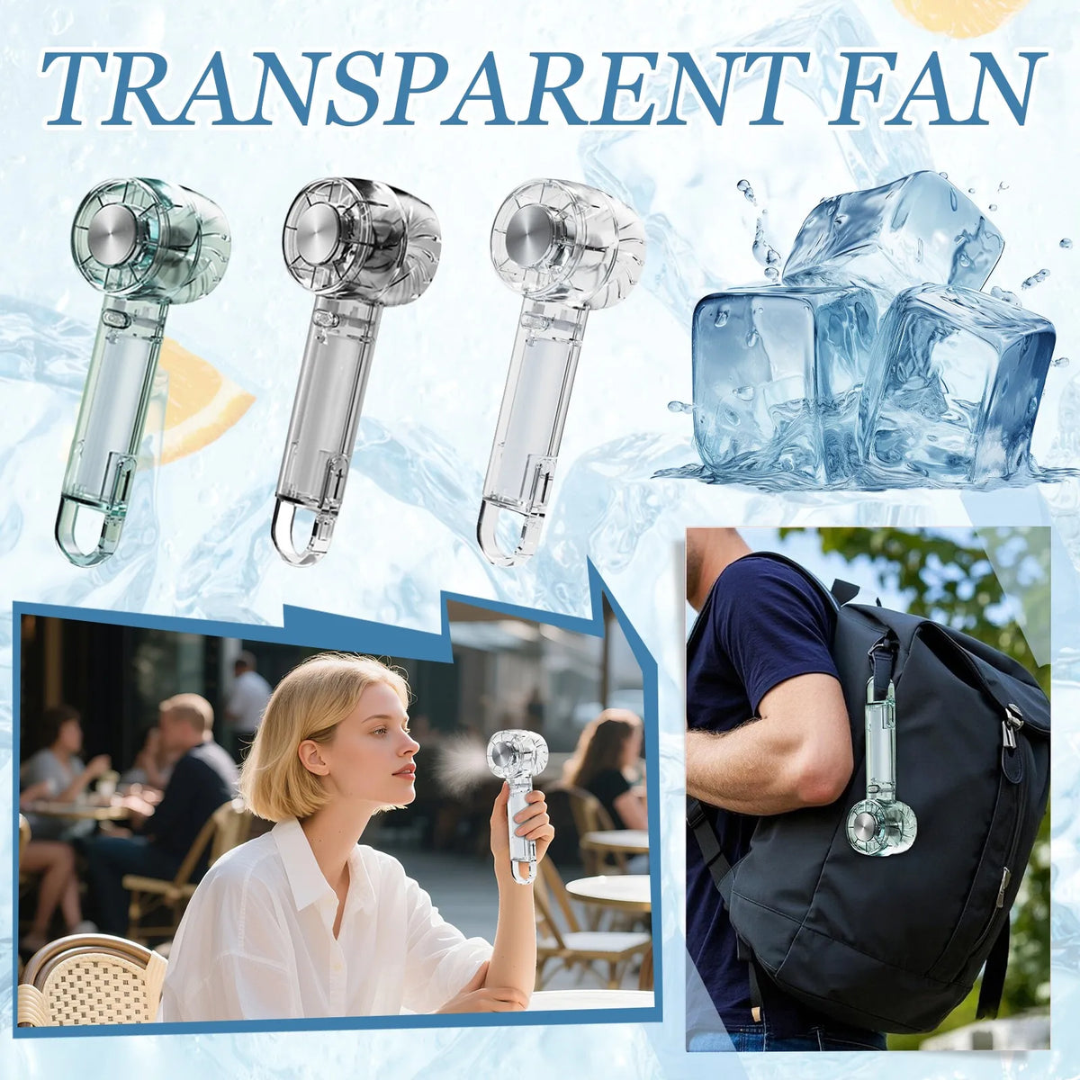 USB Rechargeable Handheld Fan with Hook – High-Speed Portable Portable Handheld Fan Qme
