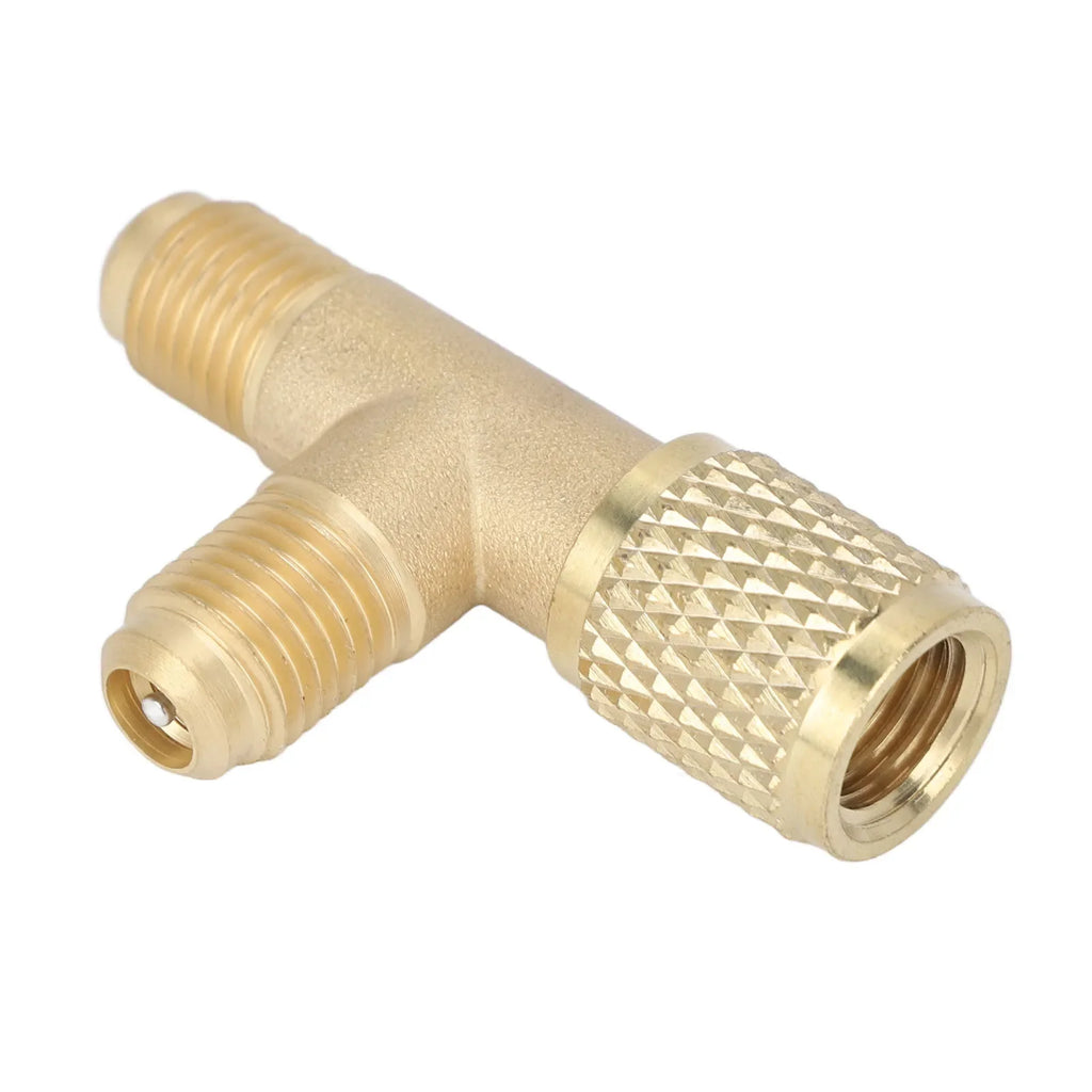 Brass Quick Coupler Tee Adapter Valve Core 1/4" SAE R22 R12 HVAC Tee Adapter Qme