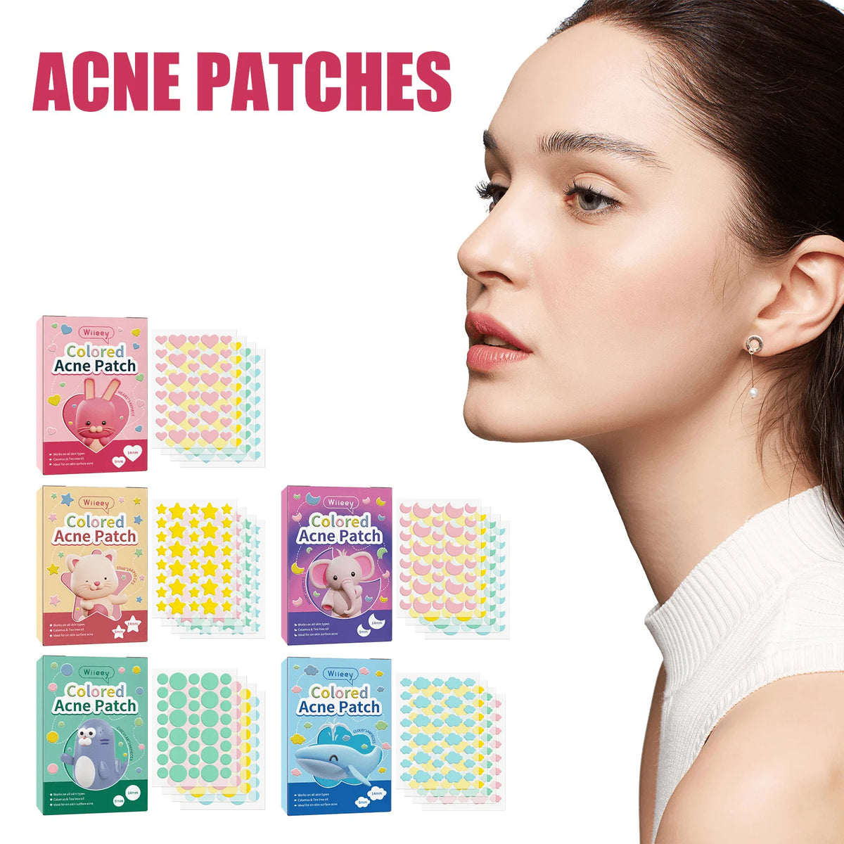 Wiieey Star Acne Patches – Colorful Pentagram Pimple Stickers Acne Patch Stickers Qst