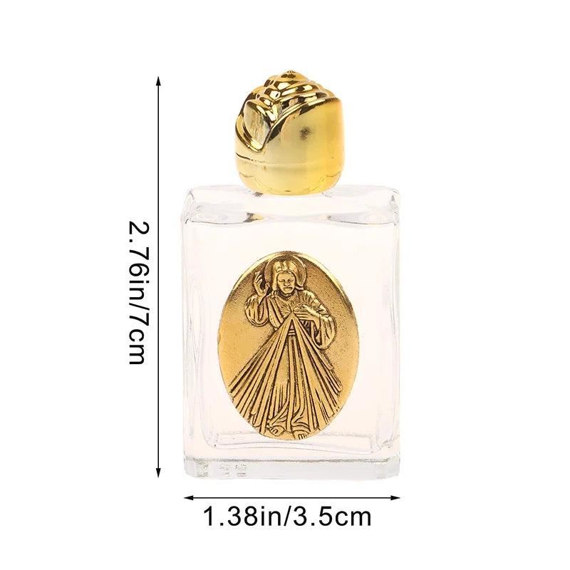 Glass Holy Water Bottle | Religious Cross Christian Gift Religious Keepsake Bottle Qme
