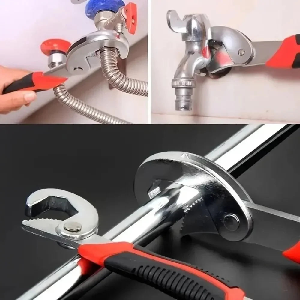 Double-Ended Adjustable Pipe Wrench & Ratchet Spanner 280mm Adjustable Pipe Wrench Qme
