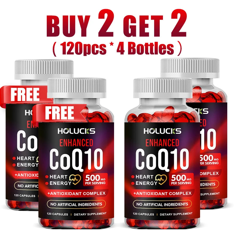 Yimiduk CoQ10 500mg – Buy 1 Get 1 Free | 120 Capsules CoQ10 Supplement Qst 120pcs-4 Bottles