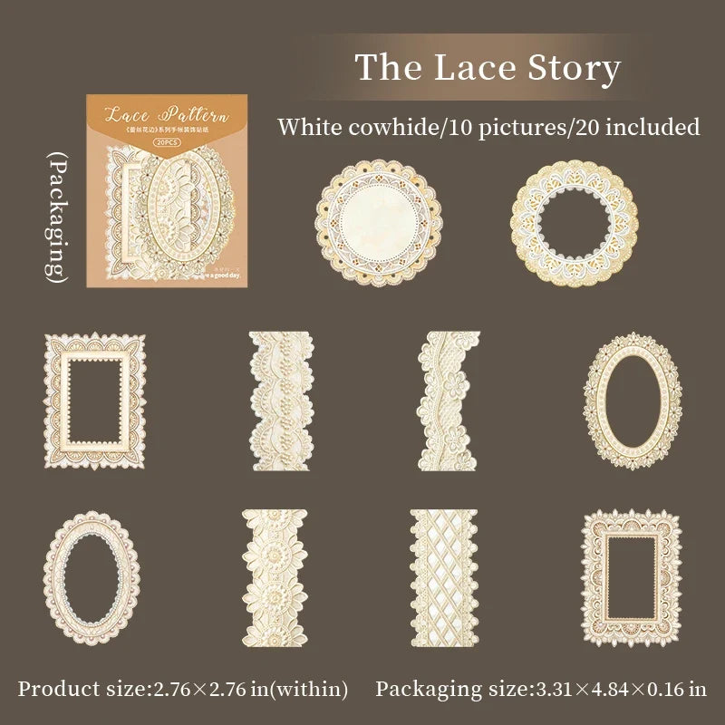 20 Sheets Lace Decorative Stickers for Scrapbooking & DIY Crafts Scrapbooking Stickers Qme 5