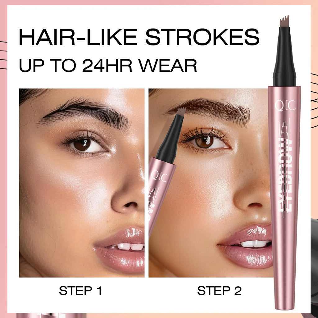 4 Fork Tip 3D Microblading Eyebrow Pencil – Waterproof Dark Brown Microblading Eyebrow Pencil Qme