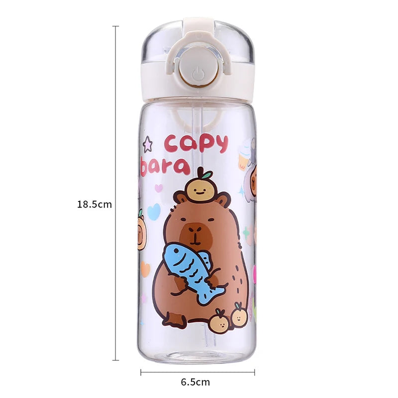 Capybara 400ml Kids Straw Water Bottle – BPA-Free Plastic Kids Straw Water Bottle Qst