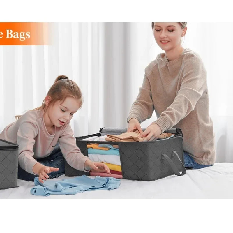 Foldable Clothes Storage Bag – Non-Woven Closet Organizer Bin Closet Storage Bag Qme