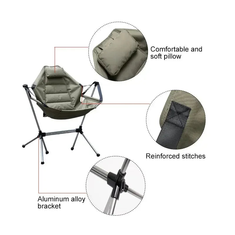 Aluminium Alloy Stargaze Recliner Folding Camping Rocking Chair Folding Outdoor Chair Qst