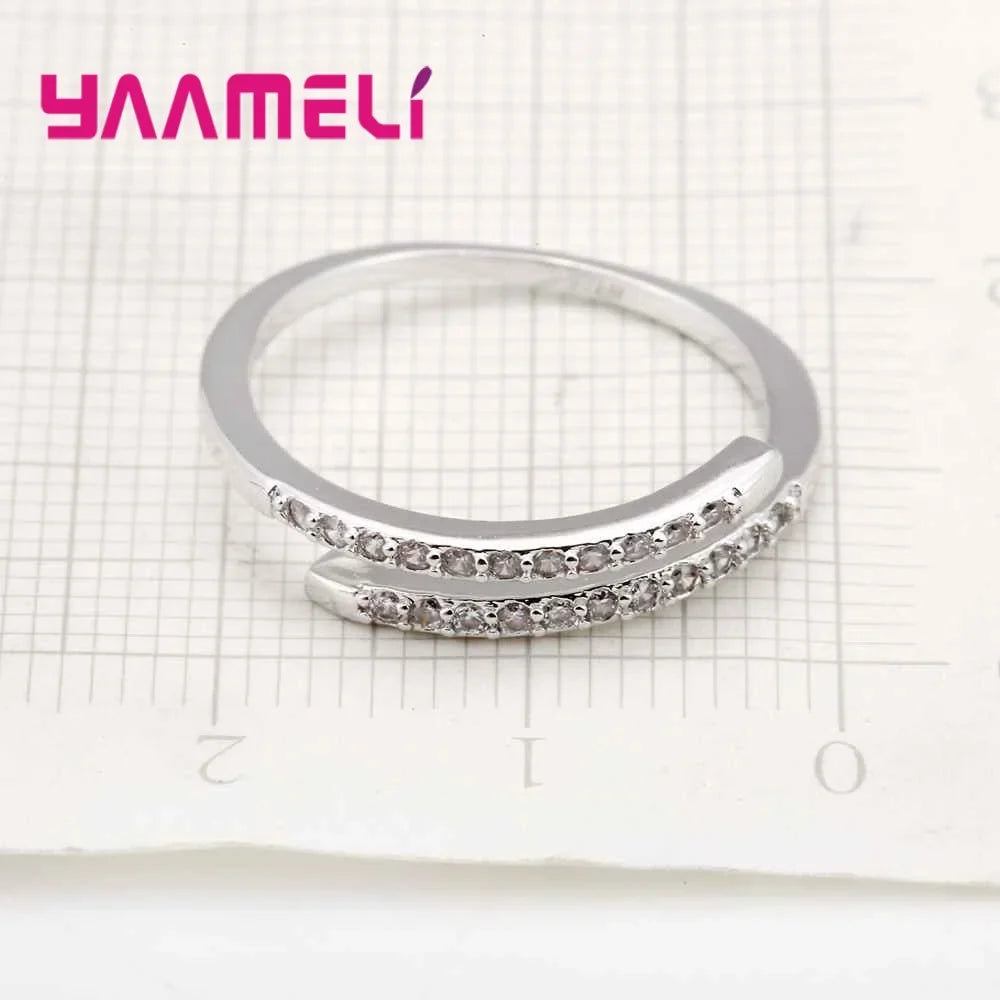 925 Sterling Silver Thin Resizable Ring | Cubic Zirconia Sterling Silver Ring Qme