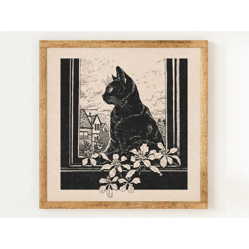 Yin Yang Cats Celestial Canvas Print – Boho Astrology Wall Art
