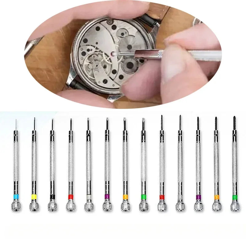 13-Pc Flat Head Watch Repair Screwdriver Set | 0.6–2.0mm Kit Watch Repair Tool Set Qme