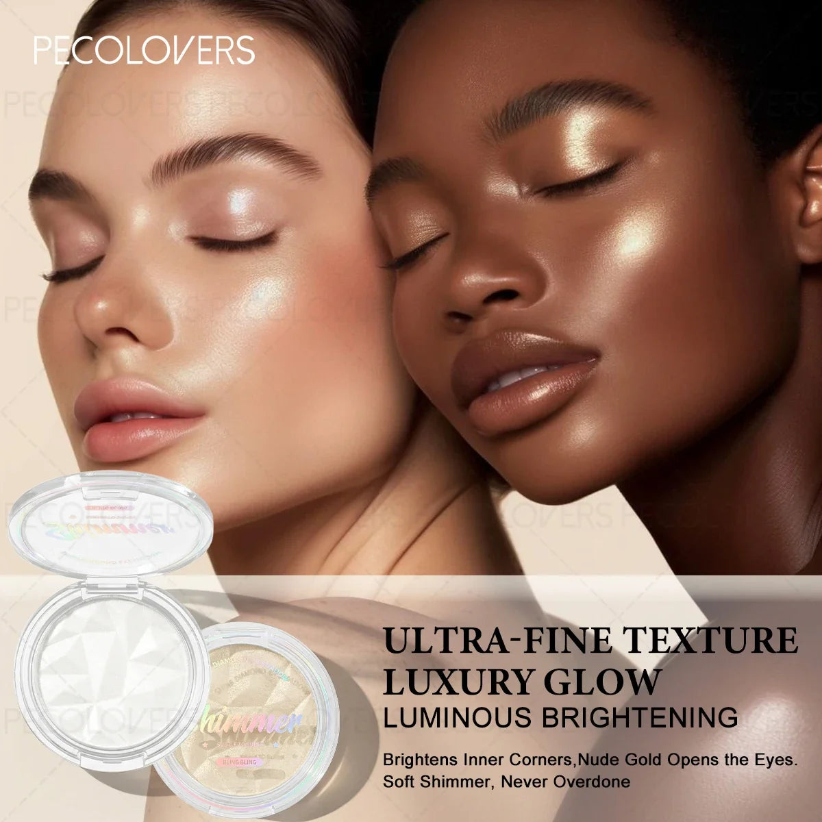Multi-Functional Disc Highlighter – Champagne, White & Silver Face Highlighter Qme