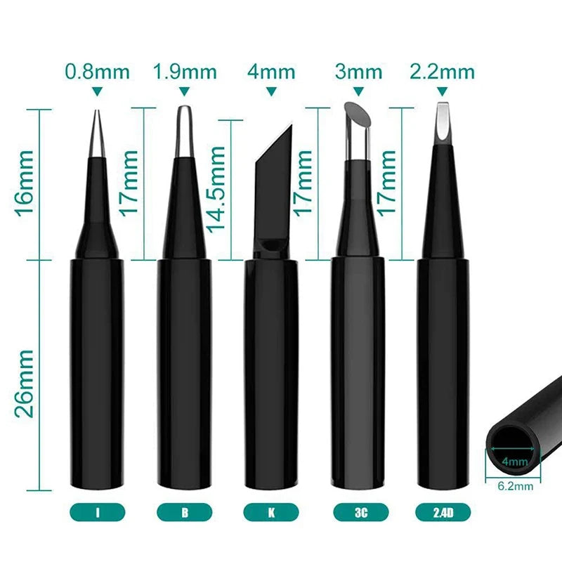 Pure Copper 900M Soldering Iron Tips Set – 4D & 3C, 5 Pcs Soldering Iron Tips Qme