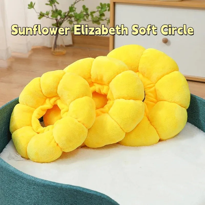 Sunflower Soft Plush Elizabethan Collar for Cats & Dogs Pet Recovery Collar Qme