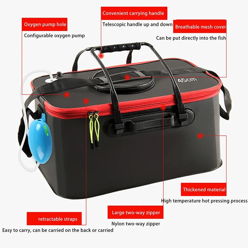 Foldable EVA Fishing Bucket – Portable Multifunctional Fish Box Foldable Fishing Bucket Qme