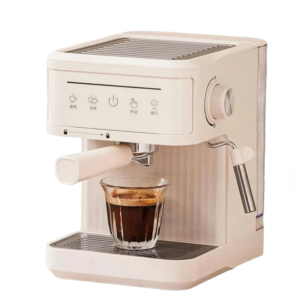 HAOYUNMA 20Bar Semi-Automatic Espresso Machine & Milk Frother Espresso Machine Qst White US