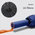 72-Bone Windproof Auto Folding Umbrella – UV & Rain Folding Umbrella Qst Dark Blue 12K Iron