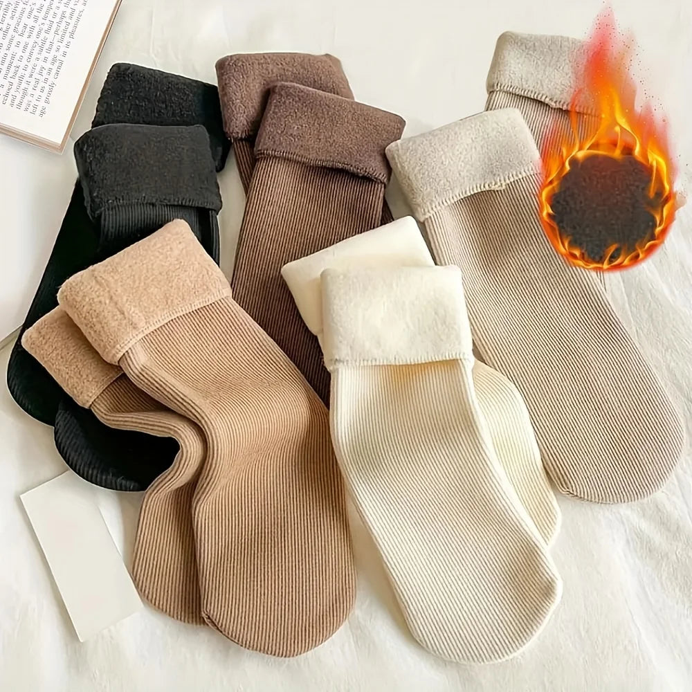 Women's Fleece Lined Thermal Crew Socks – 5 Pairs, Soft & Warm Thermal Crew Socks Qme