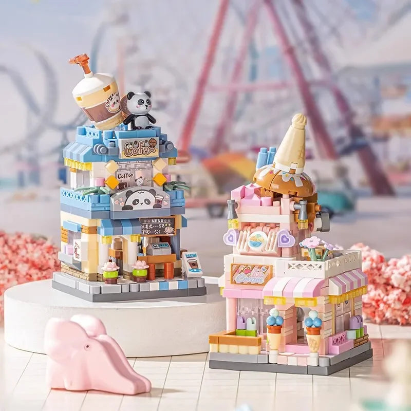 Street View Mini Building Blocks Set – Food & Shop Scenes Mini Building Blocks Set Qme