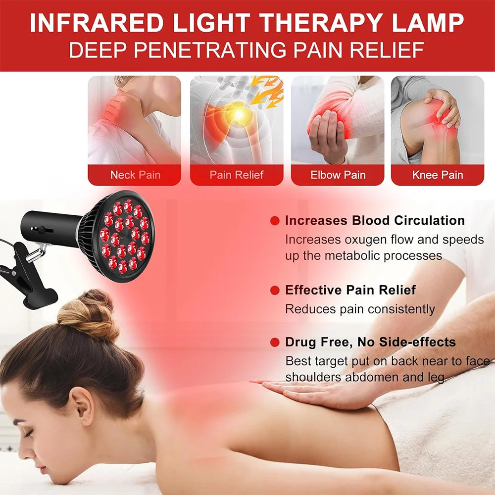 Red Light Therapy Lamp 18 LEDs 660nm & 850nm with Clamp Red Light Therapy Lamp Qst