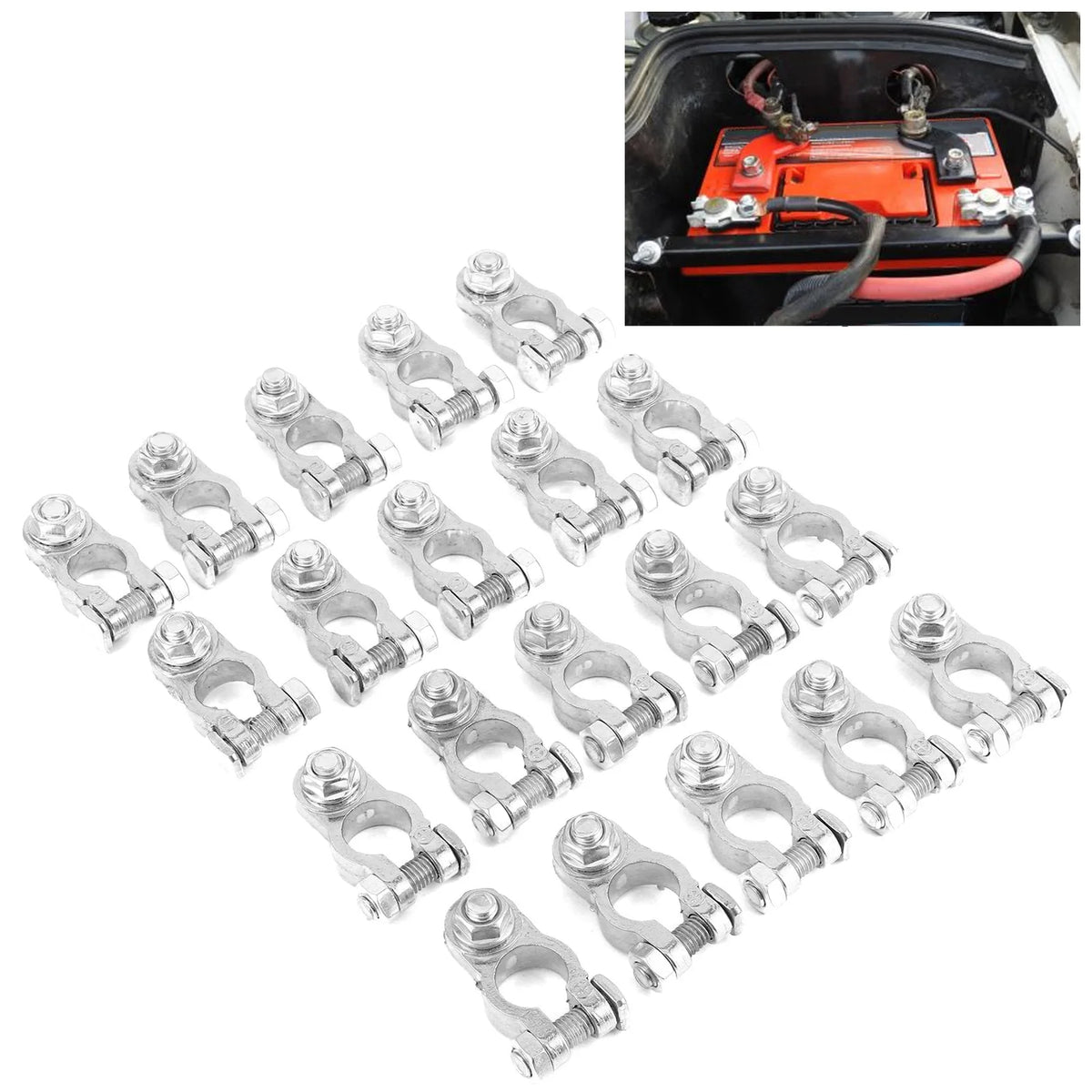 12V Aluminium Battery Terminal Connector Clamp Set – 20 Pack Battery Terminal Clamp Qme